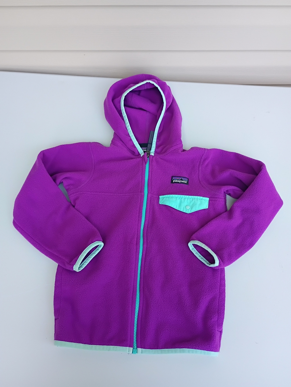Patagonia micro D Snap-t Purple Hooded Fleece Jacket Girls Size 5t